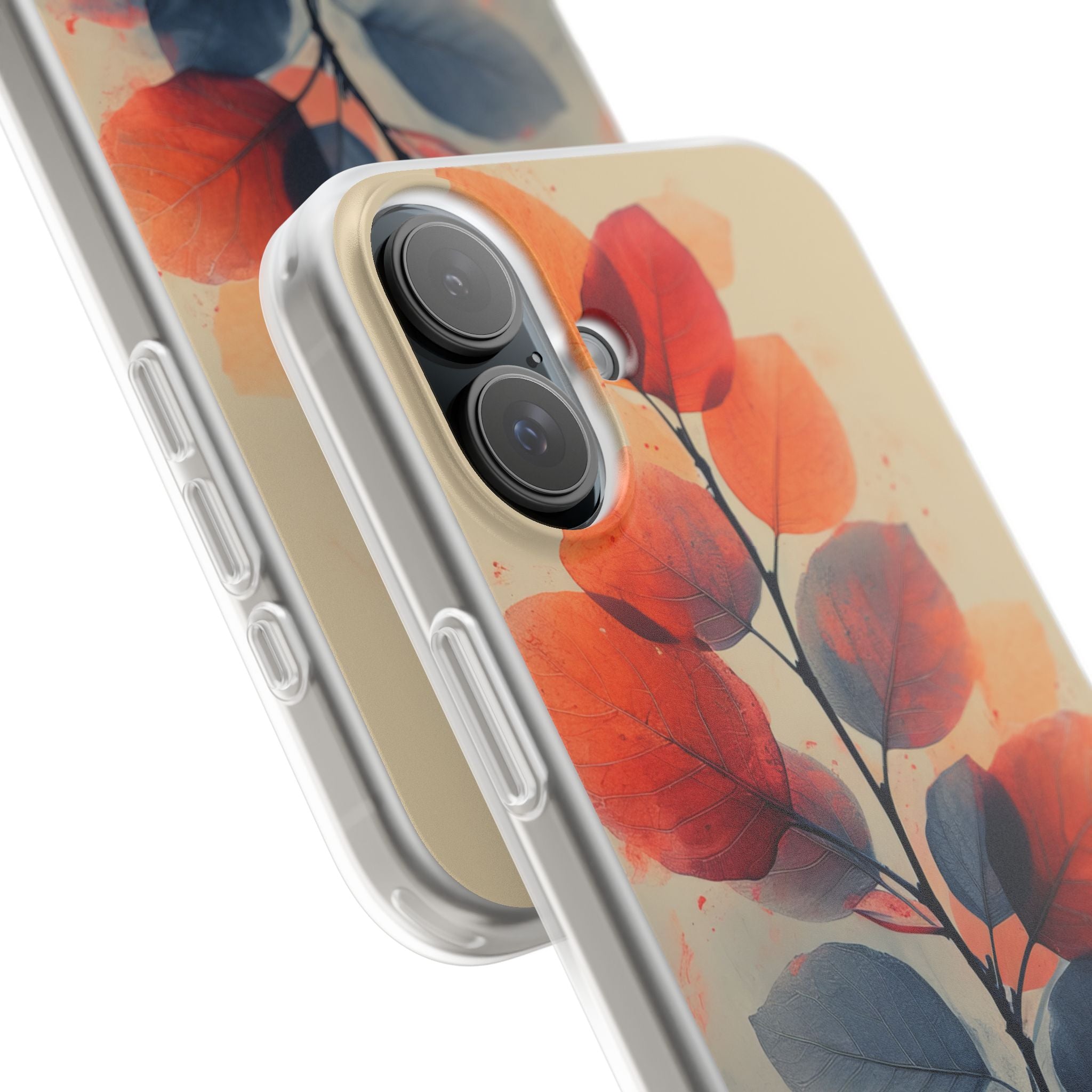 Orange Gray Leaves - Flexi iPhone 16 Phone Case