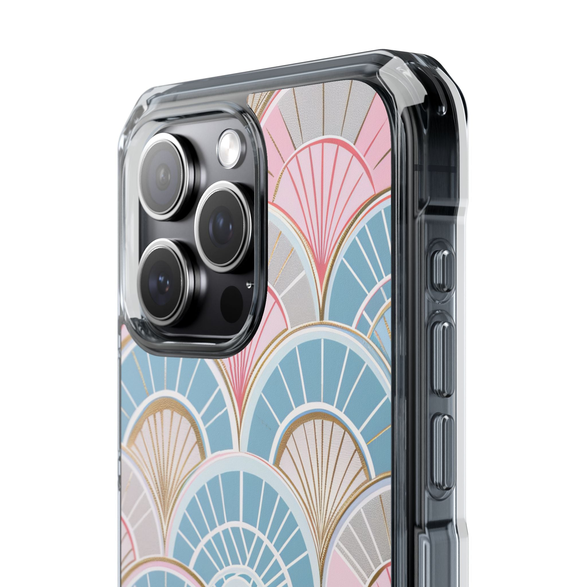 Art Deco Pastel Fan Pattern - Clear Impact iPhone 15 Phone Case