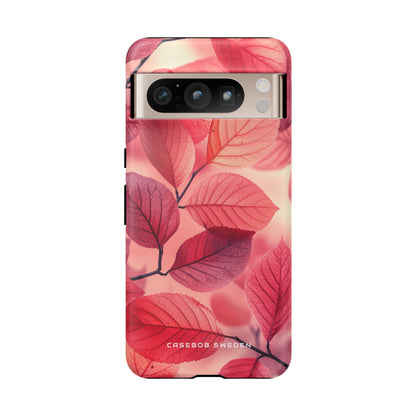 Elegant Pink Leaves Google Pixel 8 - Tough Phone Case