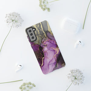 Purple Marble & Gold Phone - Protective Phone Case