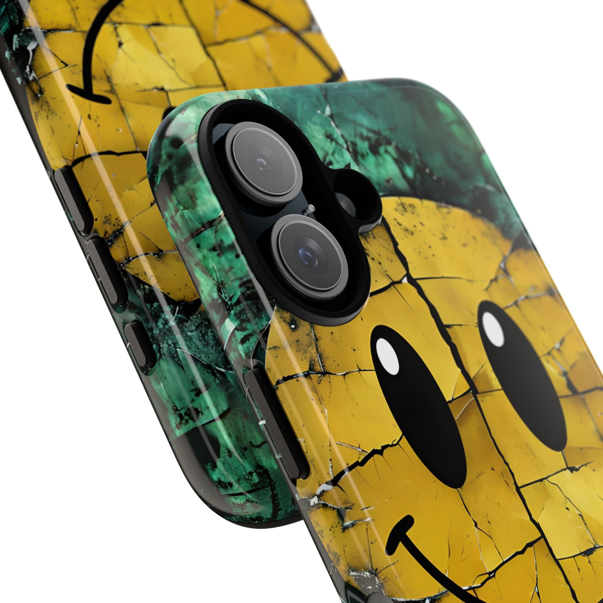 Cracked Smiley iPhone 16 Case - Tough