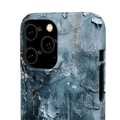 Weathered Blue Tapestry with Cracked Layers iPhone 14 - Slim Phone Case