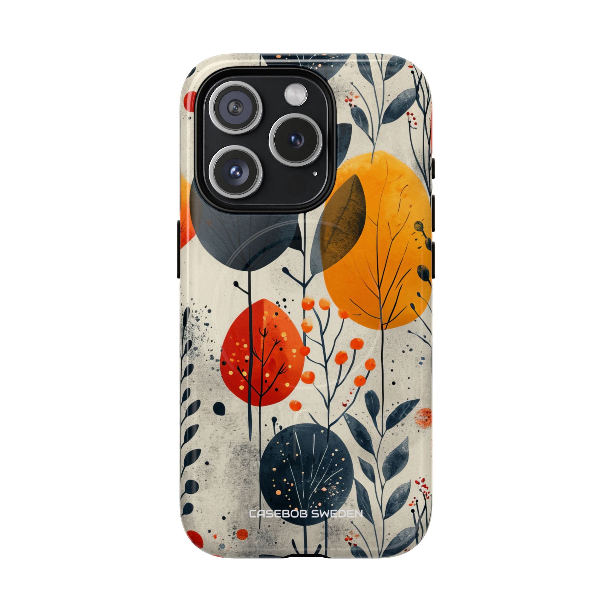 Modern Autumn Leaf Pattern - Tough + MagSafe® iPhone 15 Phone Case