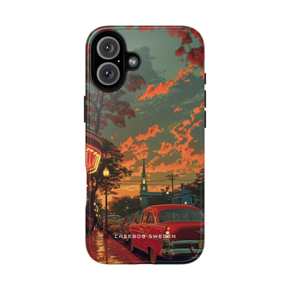 Mid-Century Nostalgia Streetscape iPhone 16 - Tough Phone Case