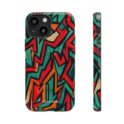 Crimson Zigzag iPhone 13 Mini Case - Tough