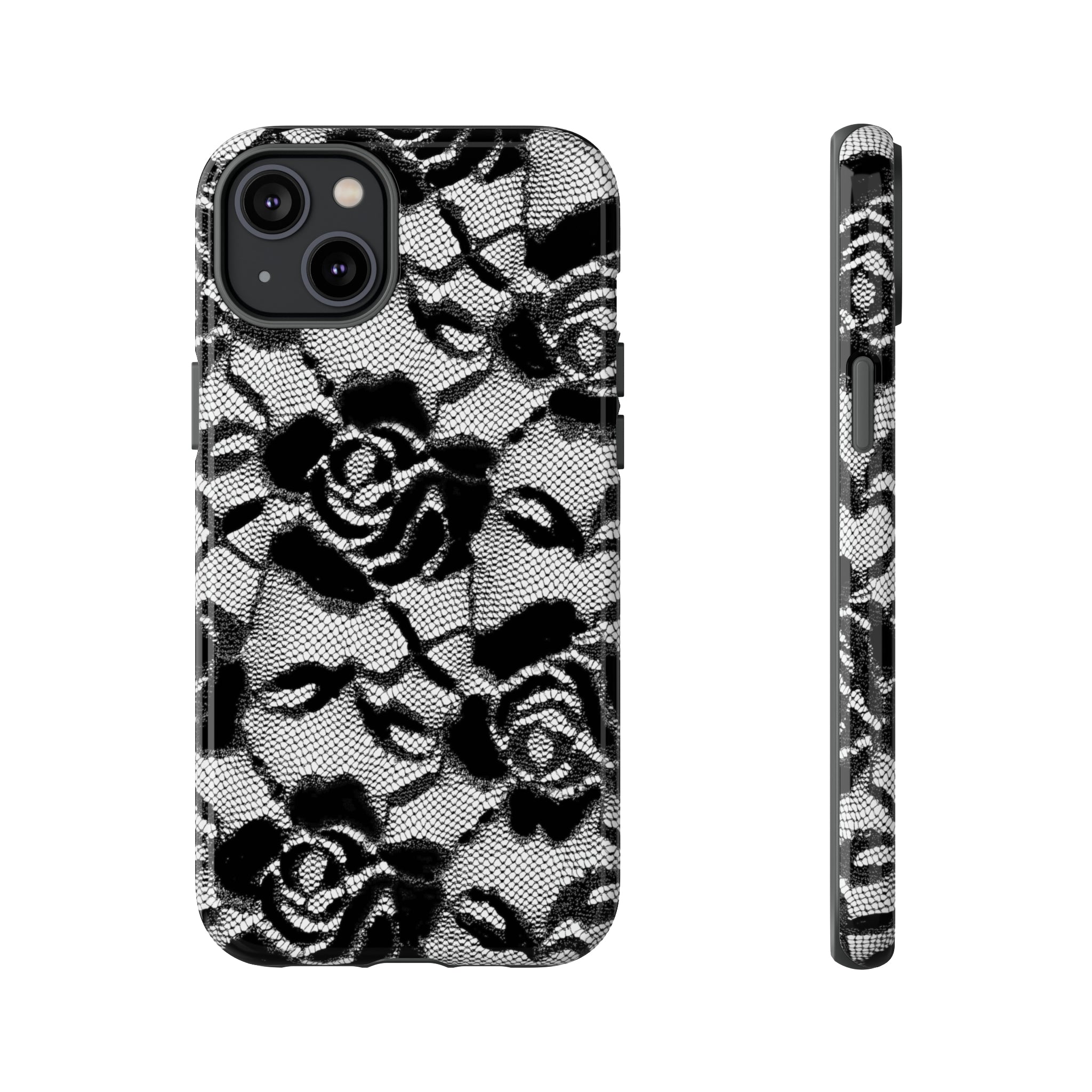 Black Rose Lace Gothic Flower - Protective Phone Case