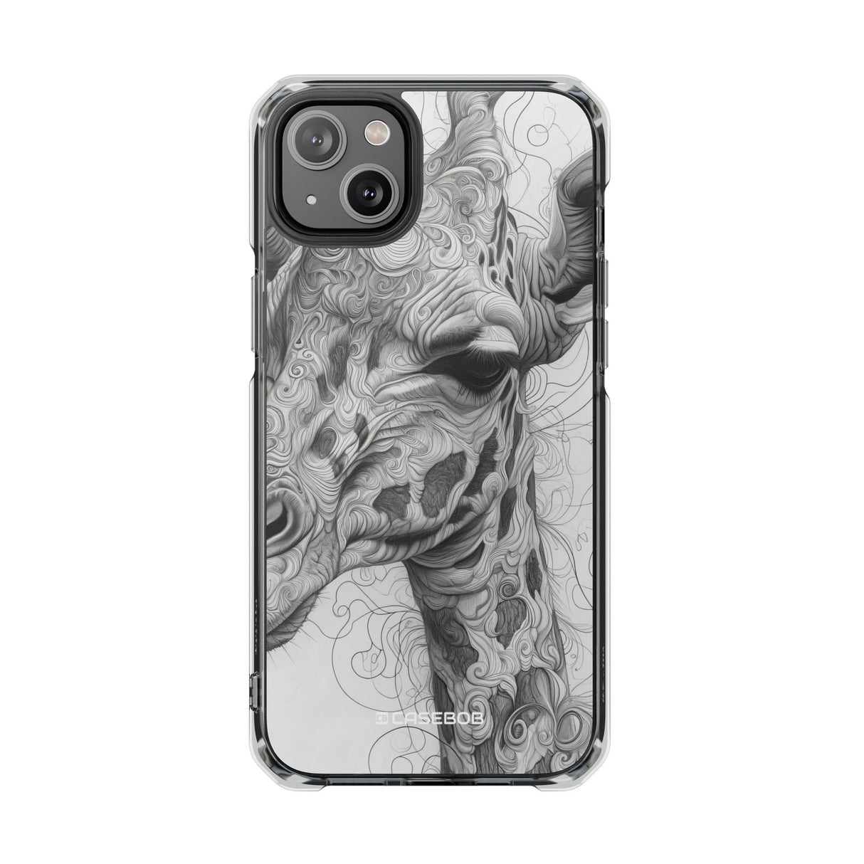 Monochrome Giraffe - Phone Case for iPhone (Clear Impact - Magnetic)