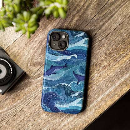 Dolphin Waves iPhone 15 Case - Tough