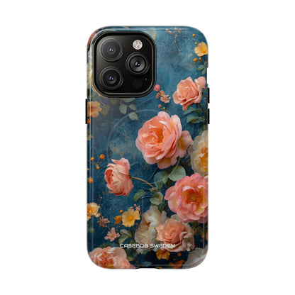 Blue Floral Elegance - Tough + MagSafe® iPhone 14 Phone Case