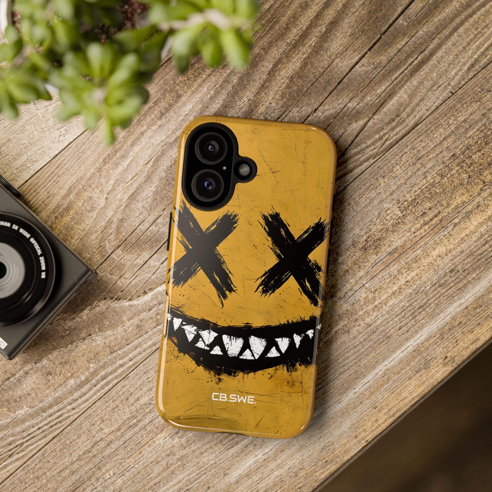 Sinister Smiling Face Grunge Illustration iPhone 16 - Tough