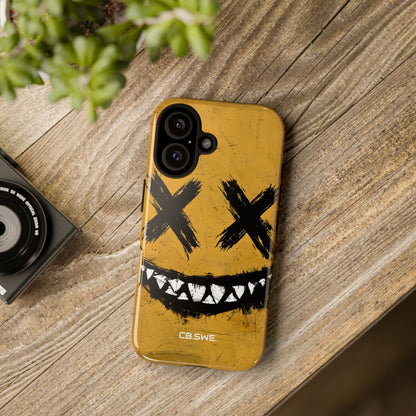 Sinister Smiling Face Grunge Illustration iPhone 16 - Tough