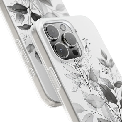 Veined Leaves Gray iPhone 16 Pro Max Case - Soft