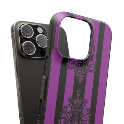 Gothic Elegance with Vertical Stripes and Ornamental Motifs iPhone 16 - Slim Phone Case