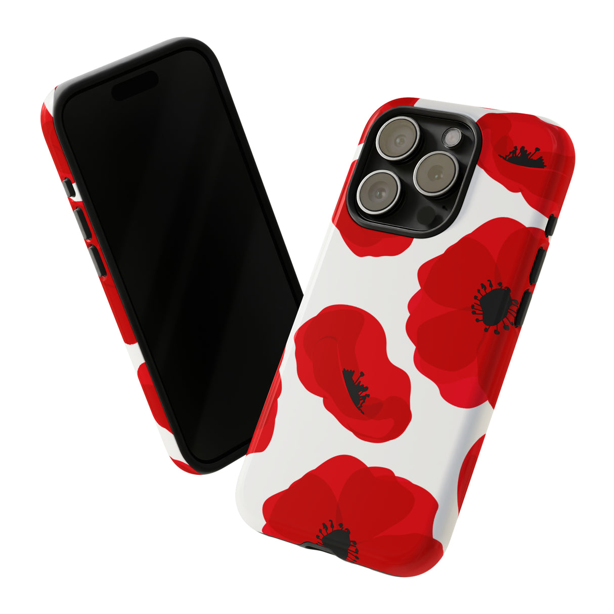 Red poppies on white iPhone case (Protective) - Protective Phone Case