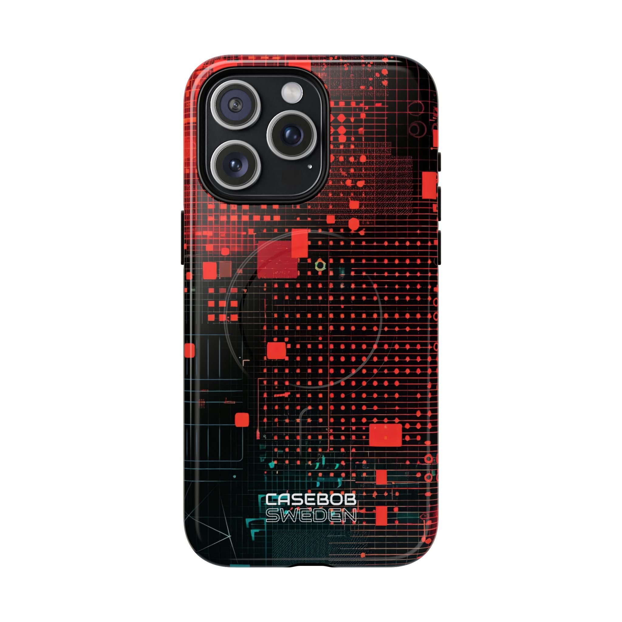Crimson Circuit Grid iPhone 15 - Tough+