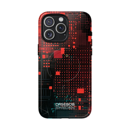 Crimson Circuit Grid iPhone 15 - Tough+