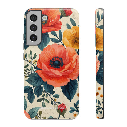 Vibrant Botanical Poppies - Tough Samsung S22 Phone Case