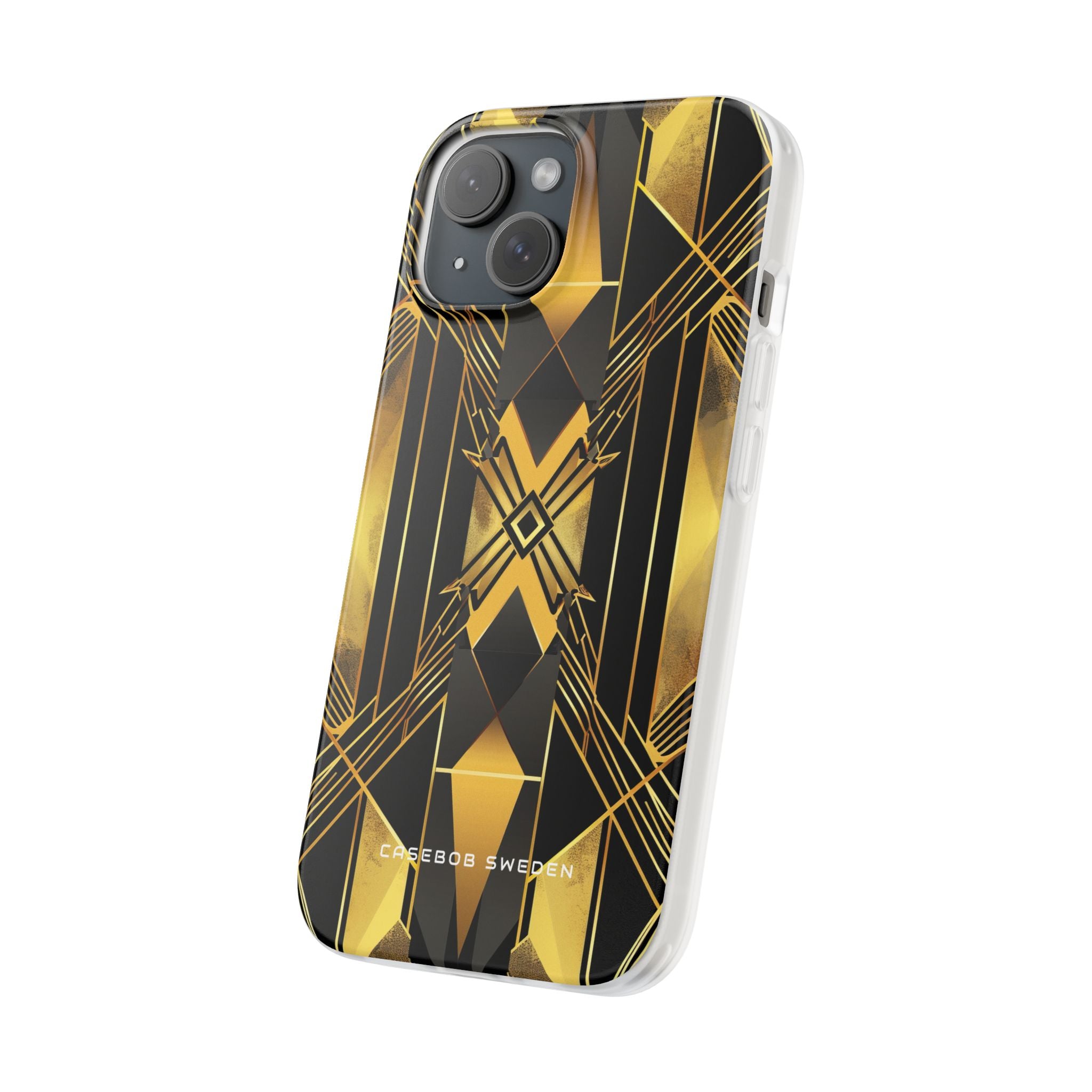 Golden Geometric Elegance iPhone 15 - Flexi Phone Case