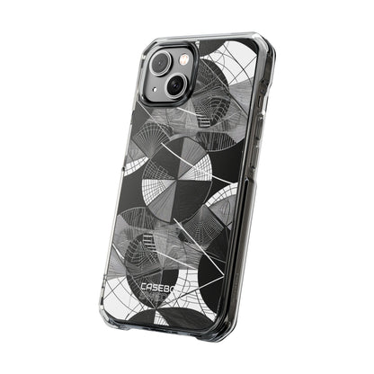 Monochrome Circle Maze iPhone 14 - Impact Clear+