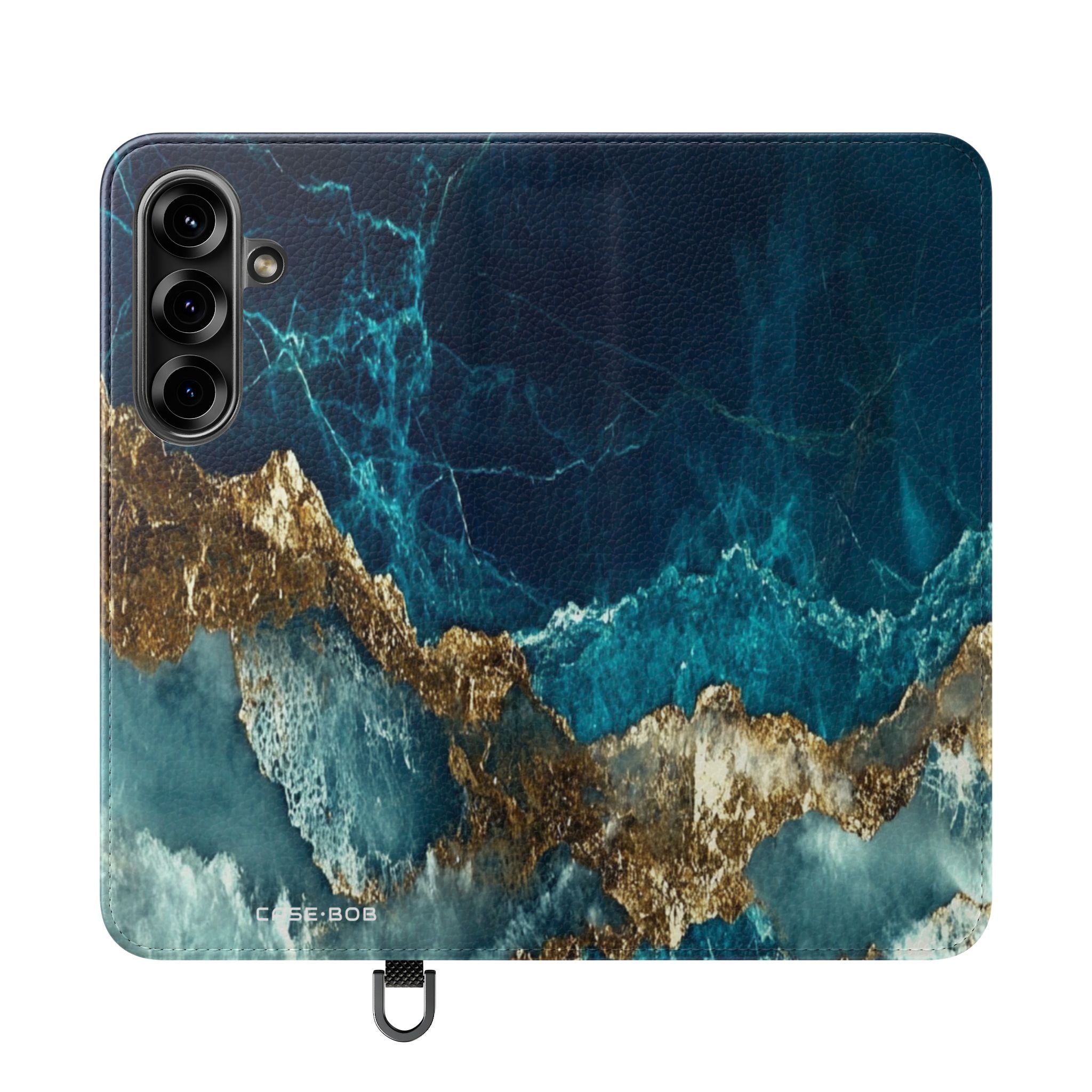 Golden Fracture Teal - Samsung S25 Case - Wallet