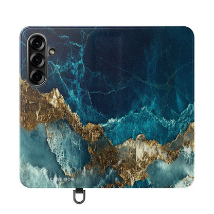 Golden Fracture Teal - Samsung S25 Case - Wallet