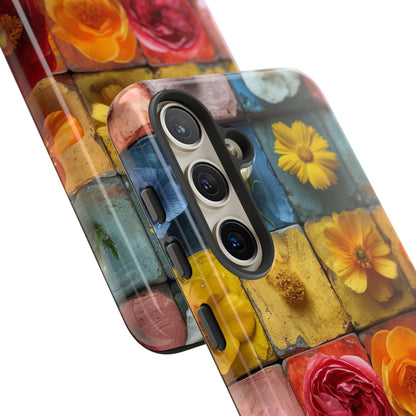 Vibrant Floral Tiles - Tough Samsung S24 Phone Case