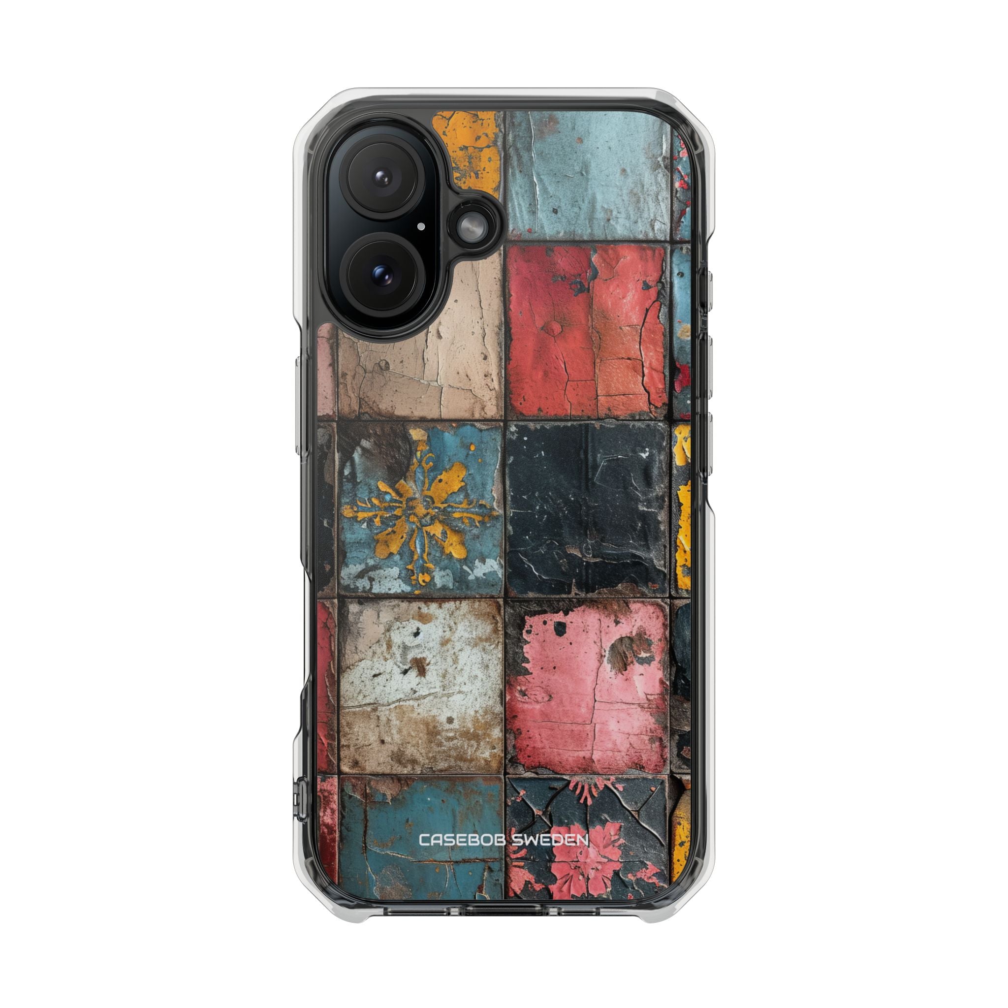 Rustic Red-Yellow Vintage Tiles - Clear Impact iPhone 16 Phone Case