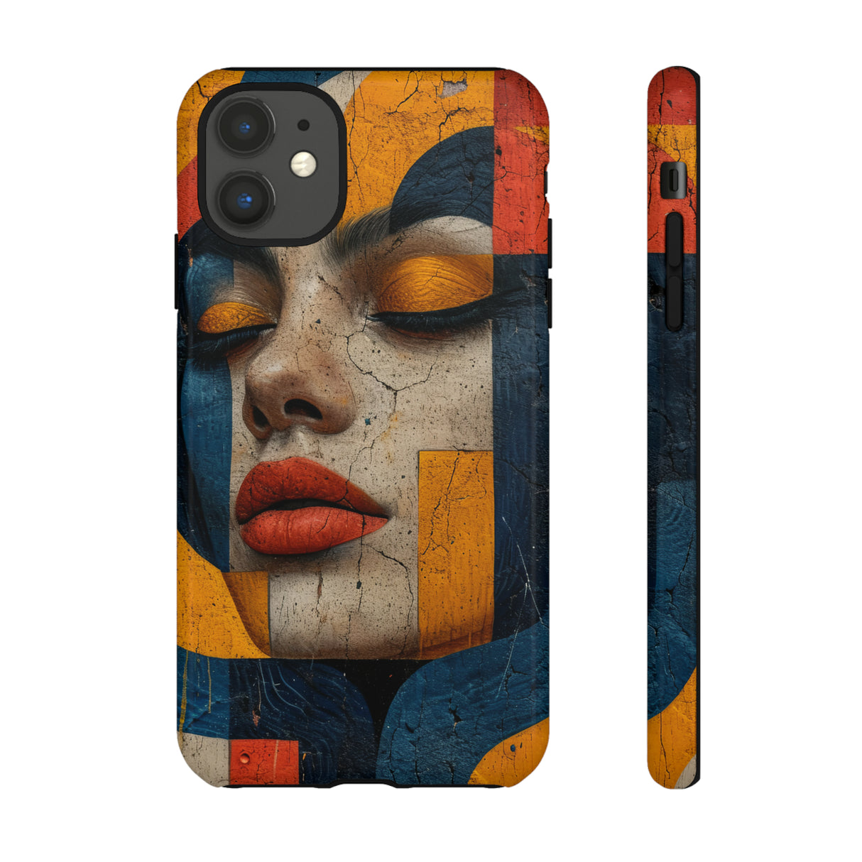 Blue Lady's Geometric Elegance - Protective Phone Case