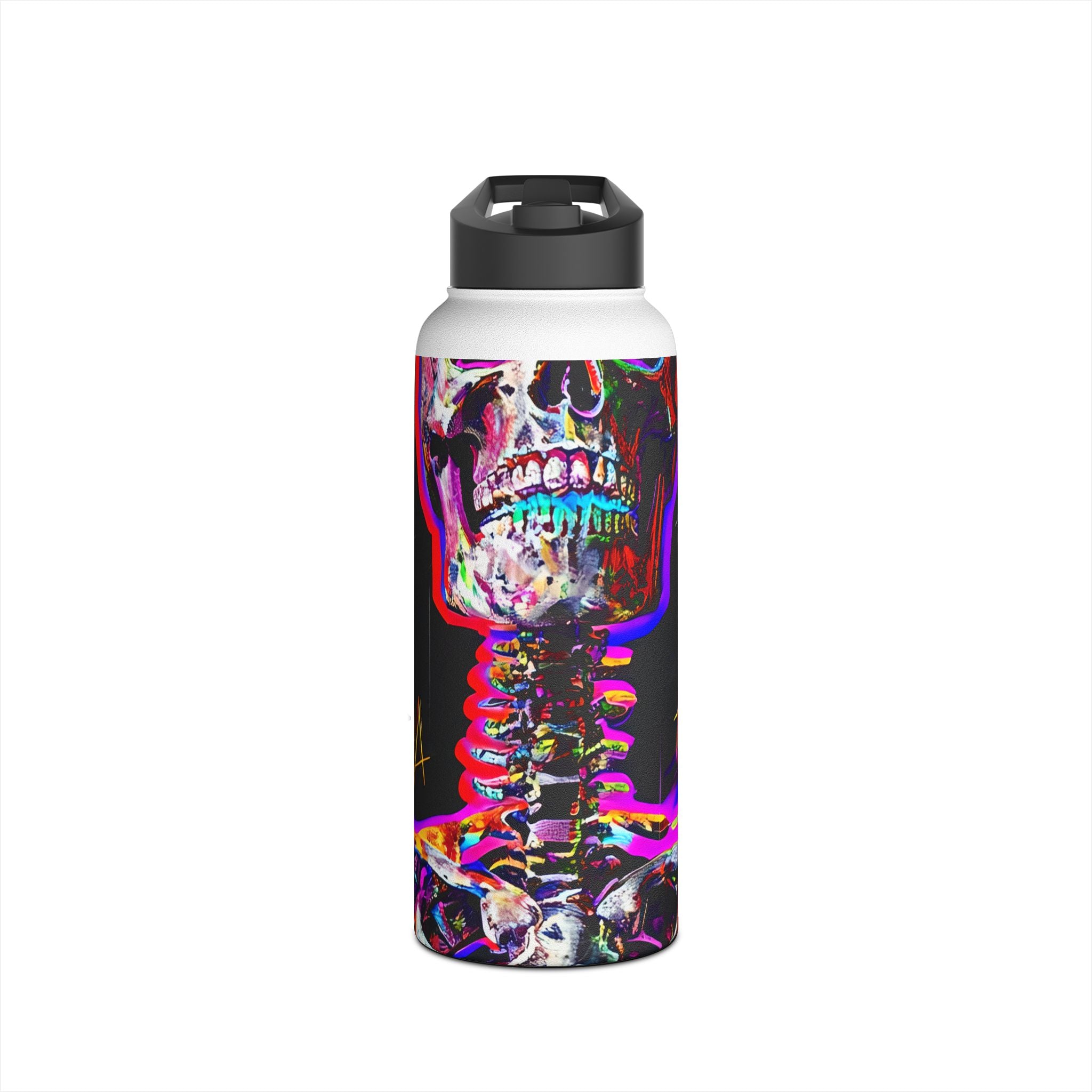 Neon Skeleton Laughter - Stainless Steel Water Bottle