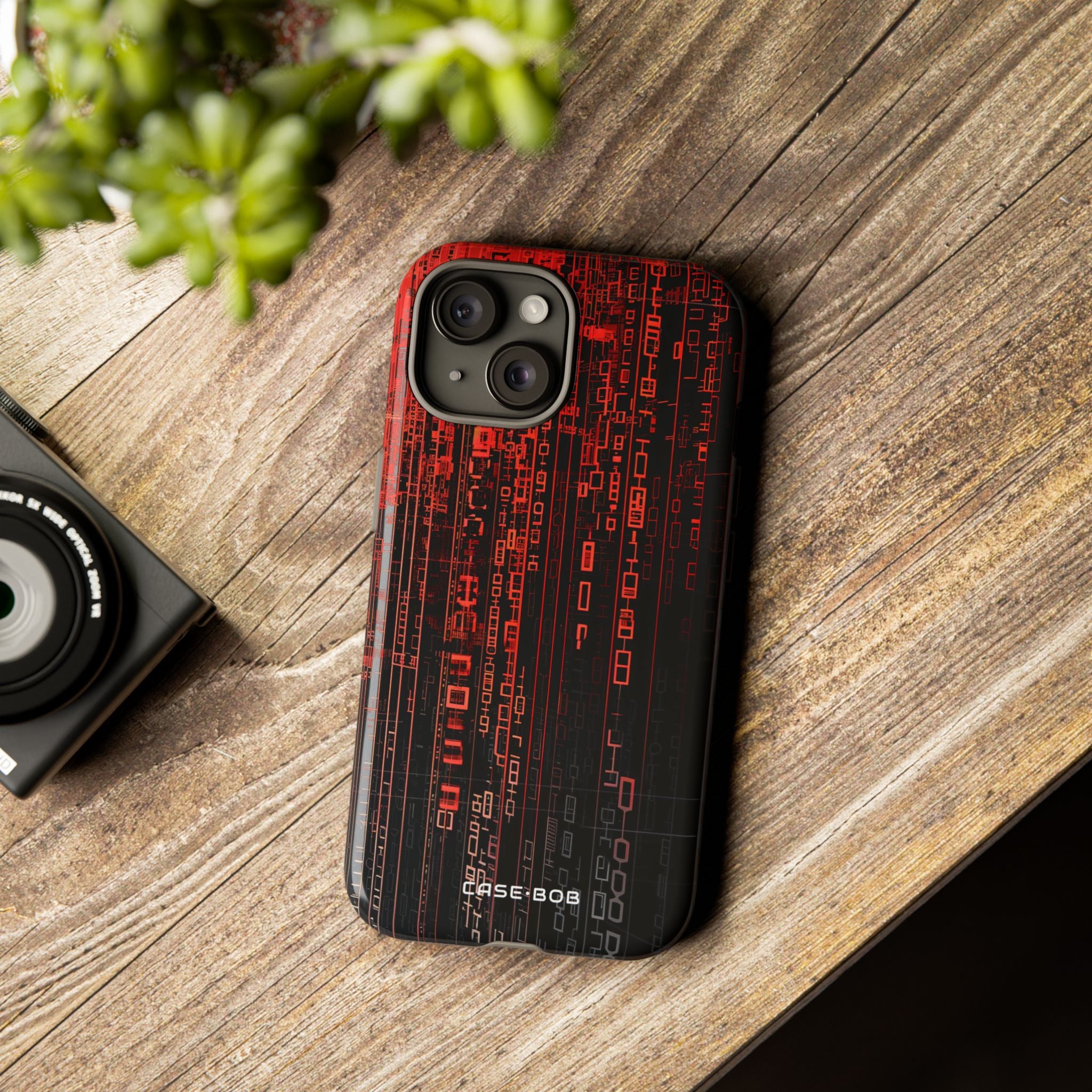 Crimson Glyphs iPhone 15 Case - Tough
