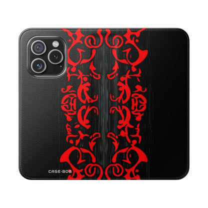 Crimson Swirl - iPhone 15 Pro Case - Wallet