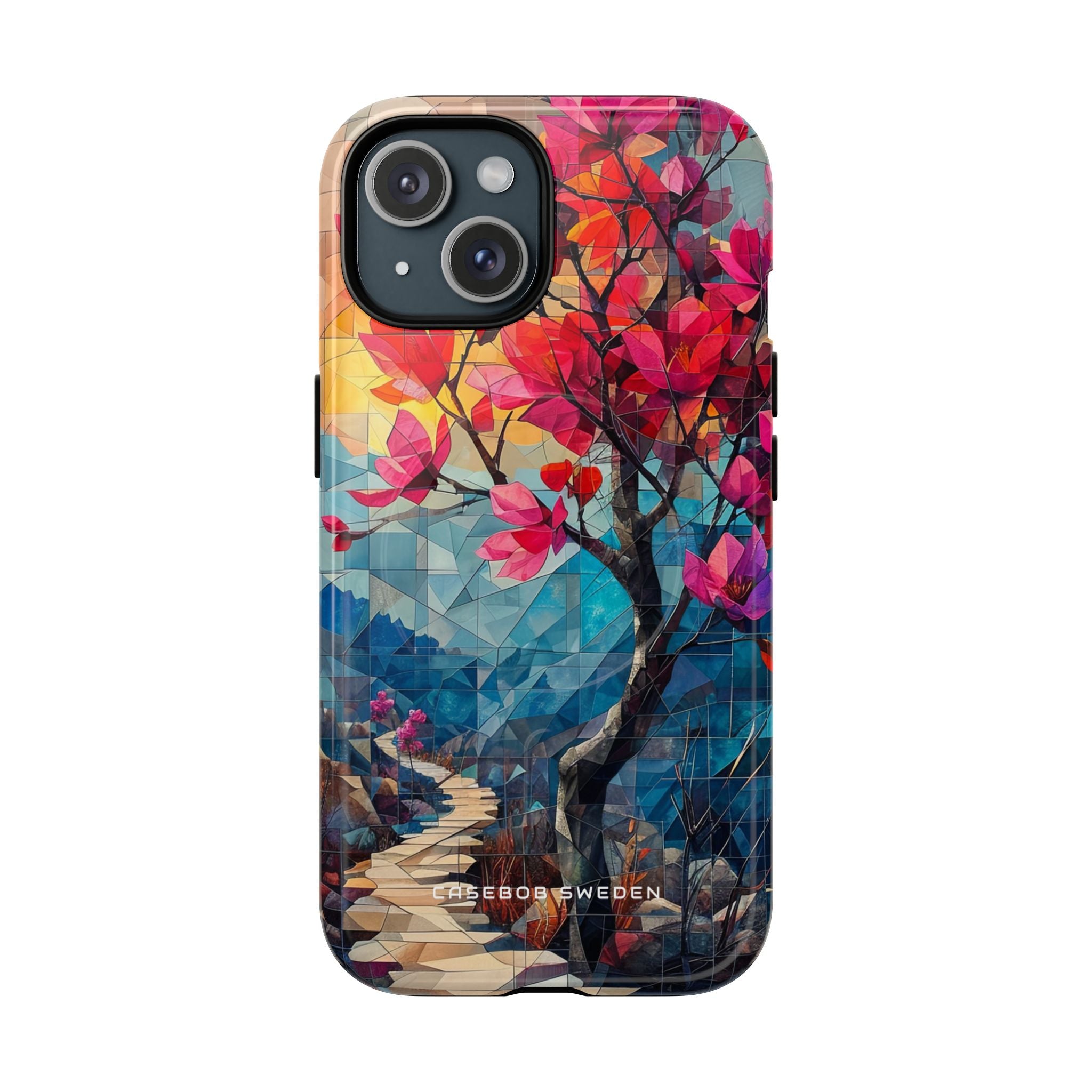 Vibrant Geometric Tree Landscape iPhone 15  Tough+ Phone Case