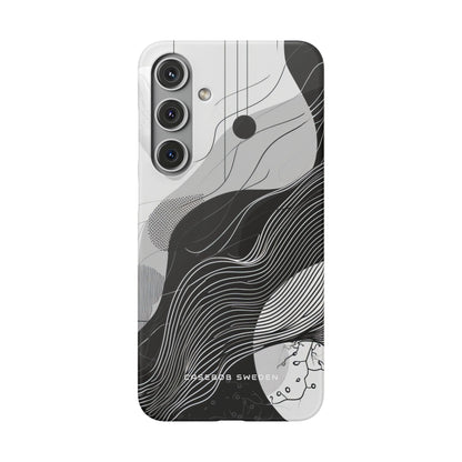 Fluid Rhythms: Monochrome Line Flow Samsung S24 - Slim Phone Case