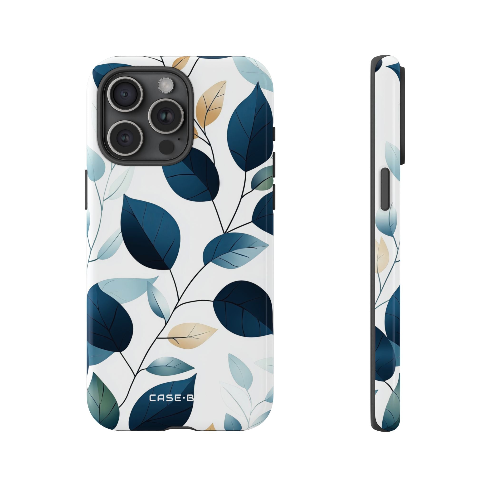 Navy Leaf Veins iPhone 15 Pro Max Case - Tough