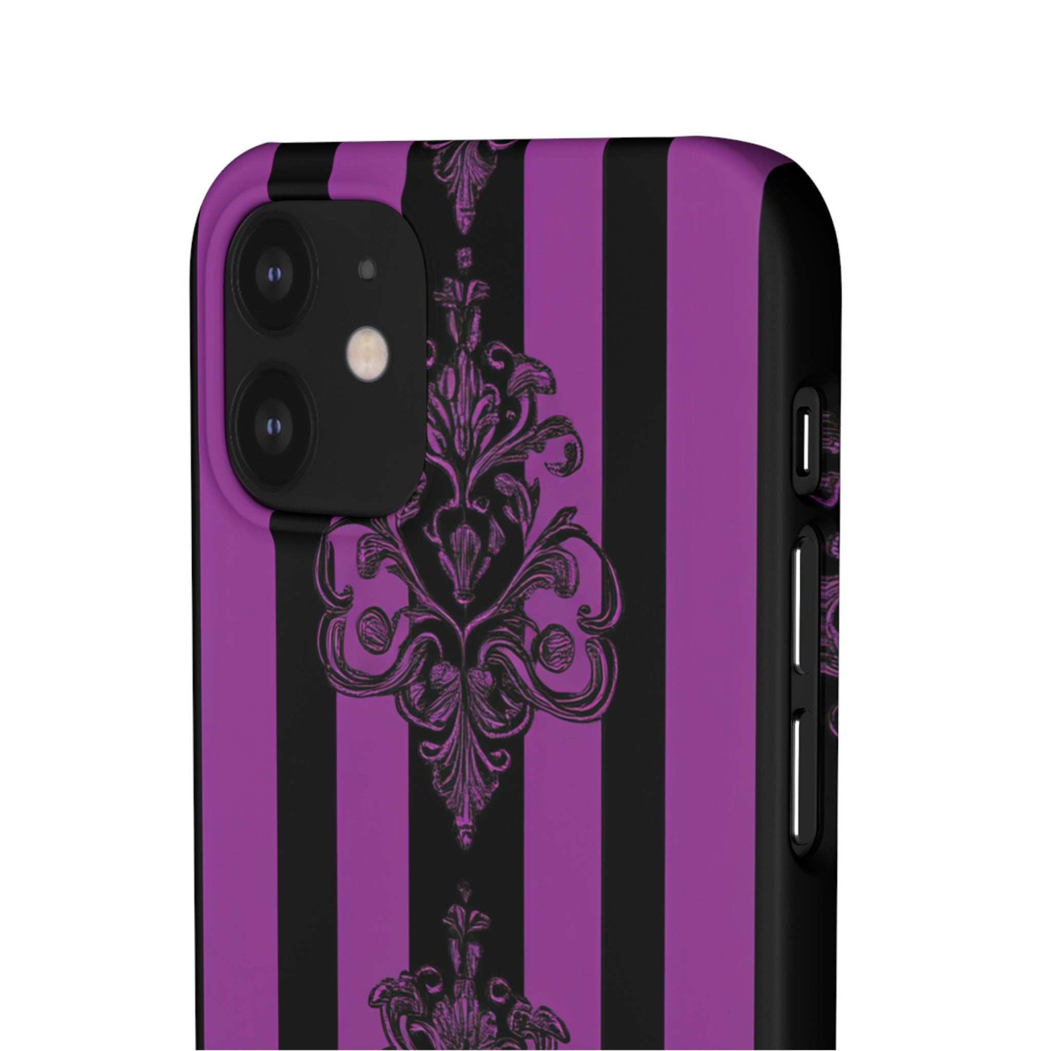 Gotische Eleganz mit vertikalen Streifen und Ornamentmotiven iPhone 12 - Schlanke Handyhülle