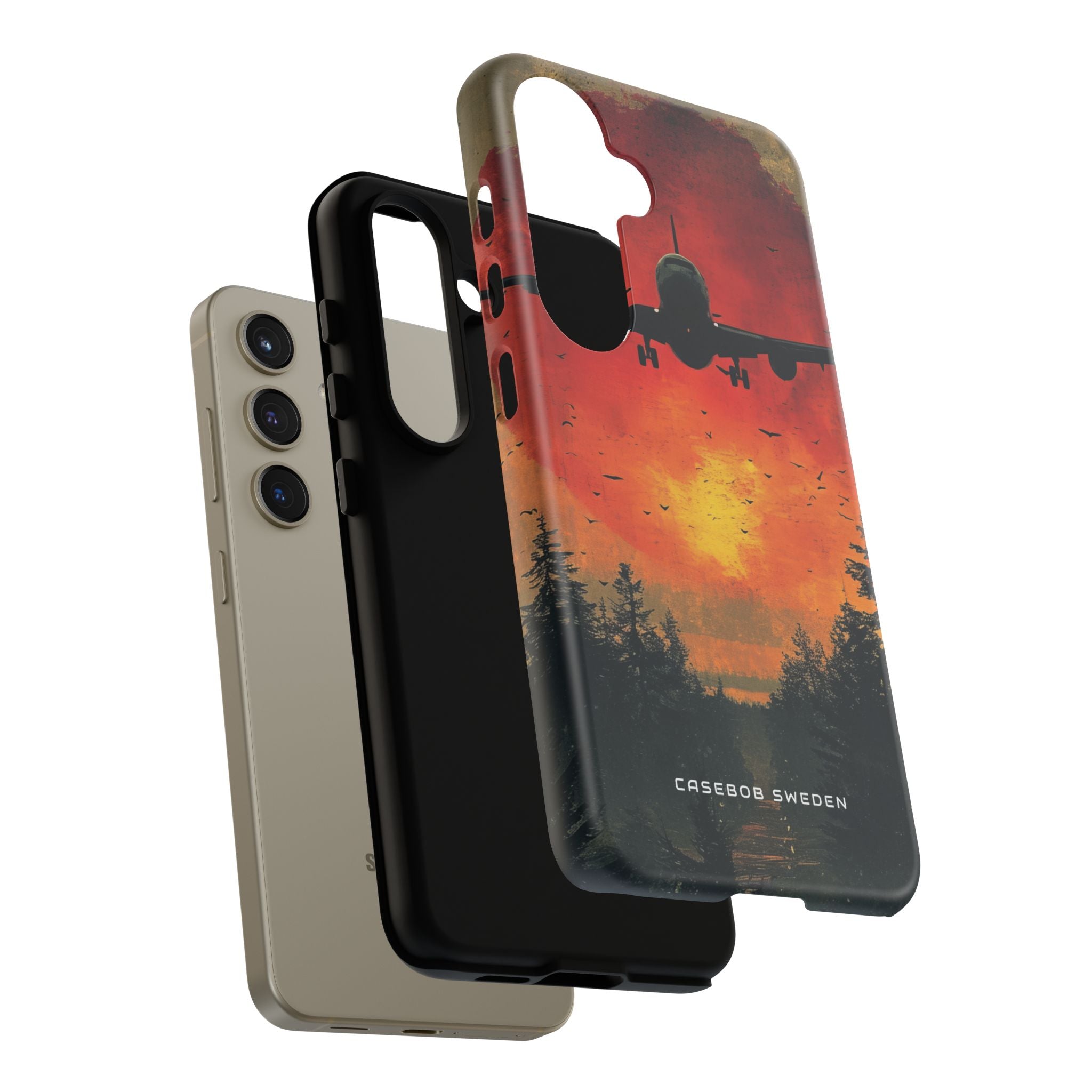 Vintage Sunset Airplane Silhouette Samsung S24 - Tough Phone Case