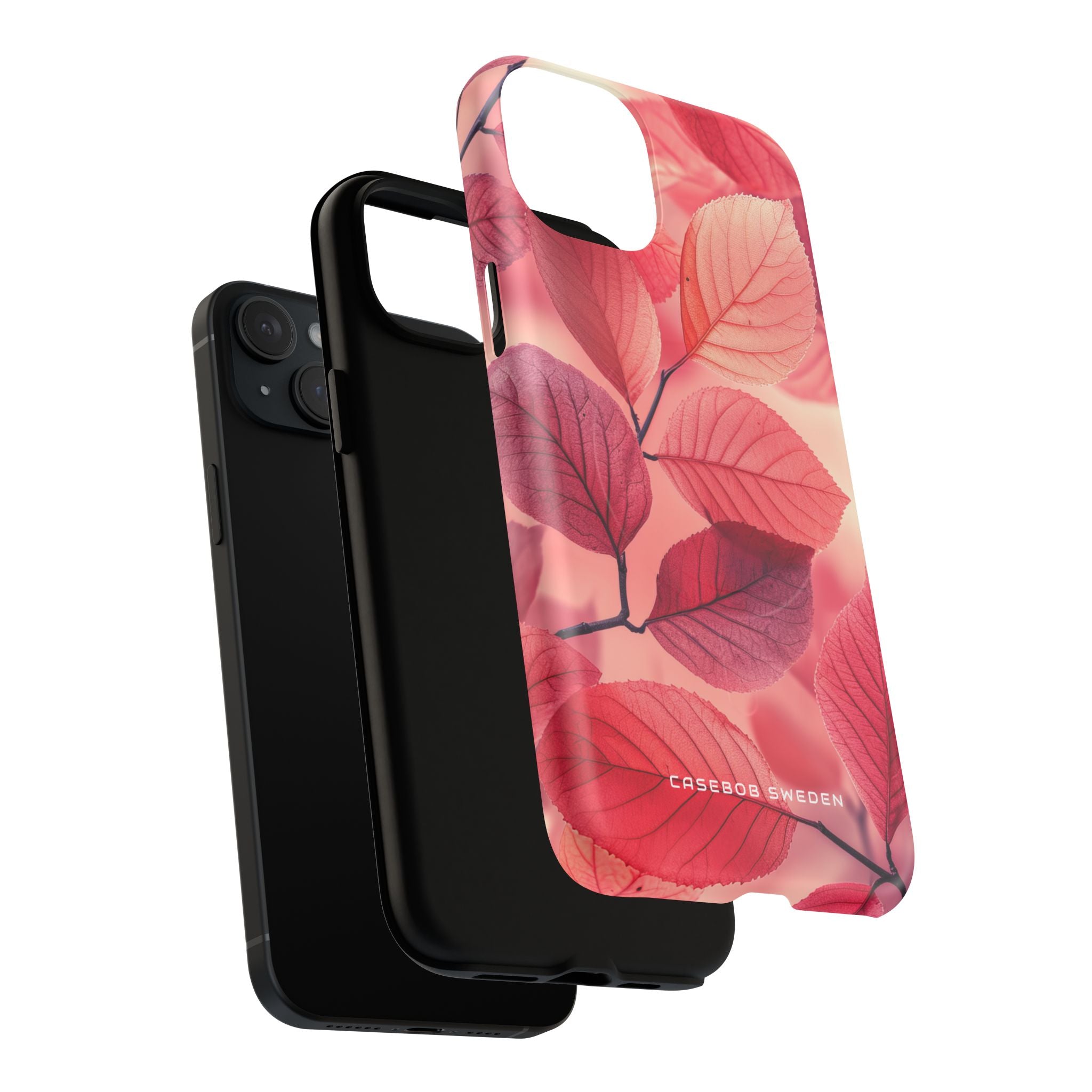 Elegant Pink Leaves iPhone 15 | Tough+ Phone Case