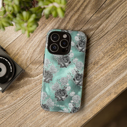 Teal Floral Elegance - iPhone Case