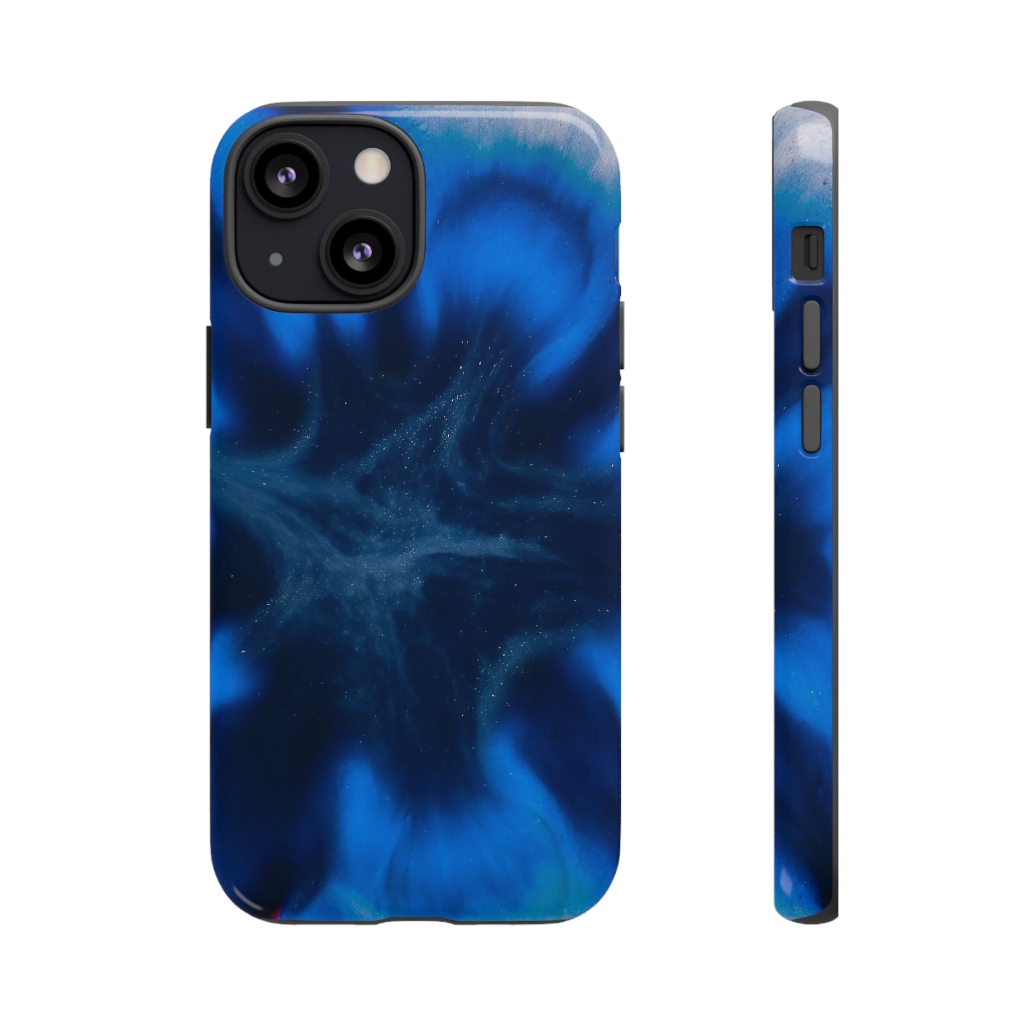 Blue Star Marble Ink Art iPhone Case (Protective) iPhone 13 Mini Glossy Phone Case