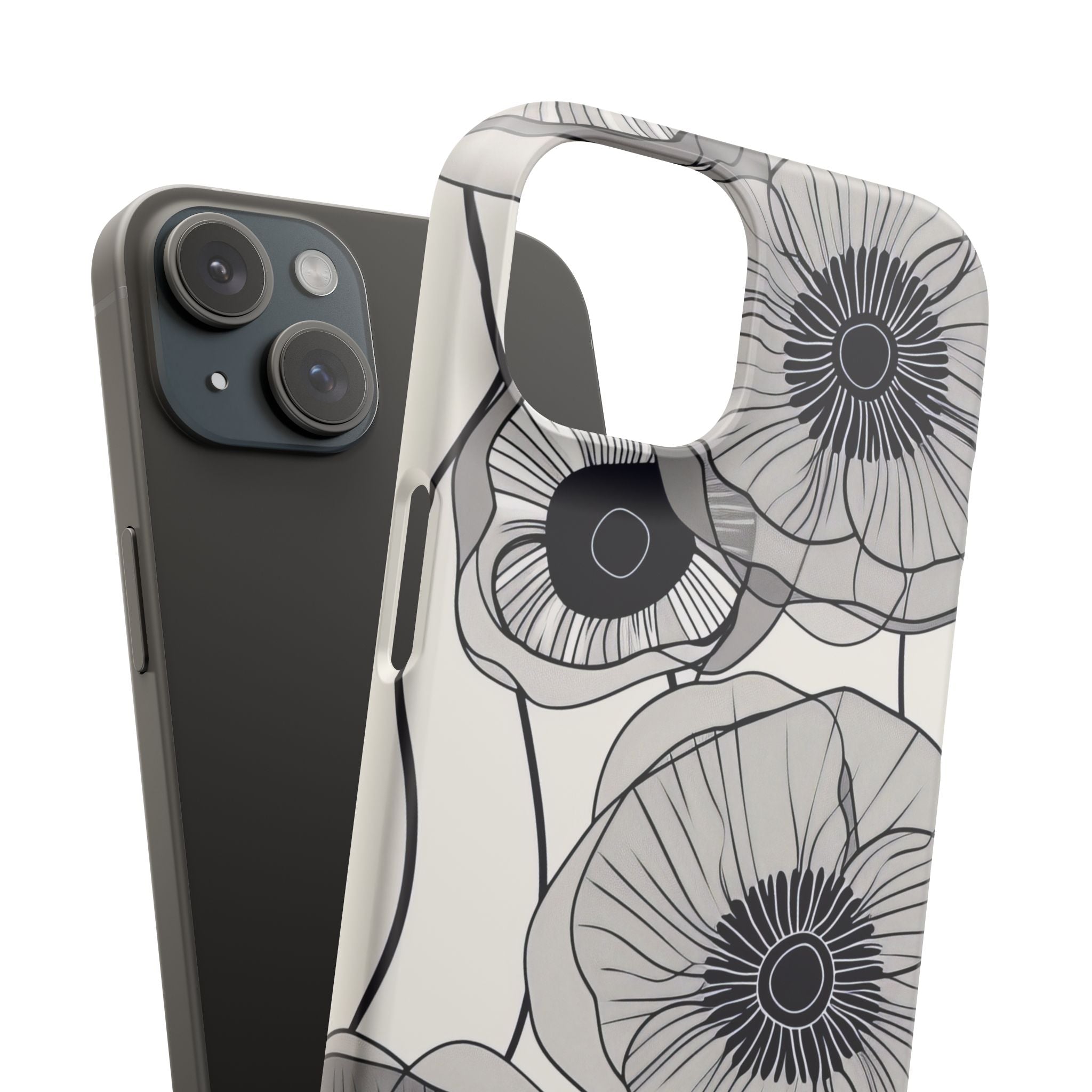 Modern Minimalist Flowers iPhone 15 - Slim Phone Case