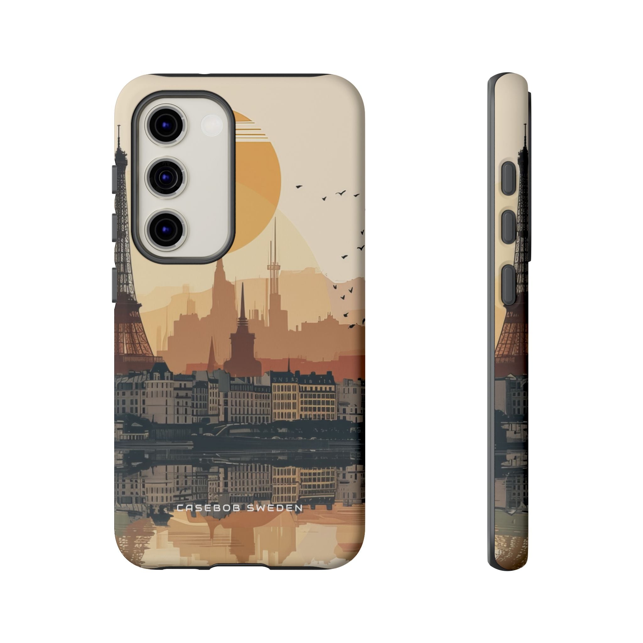 Eiffel Tower Silhouette with Birds and Sun Reflection Samsung S23 - Tough Phone Case