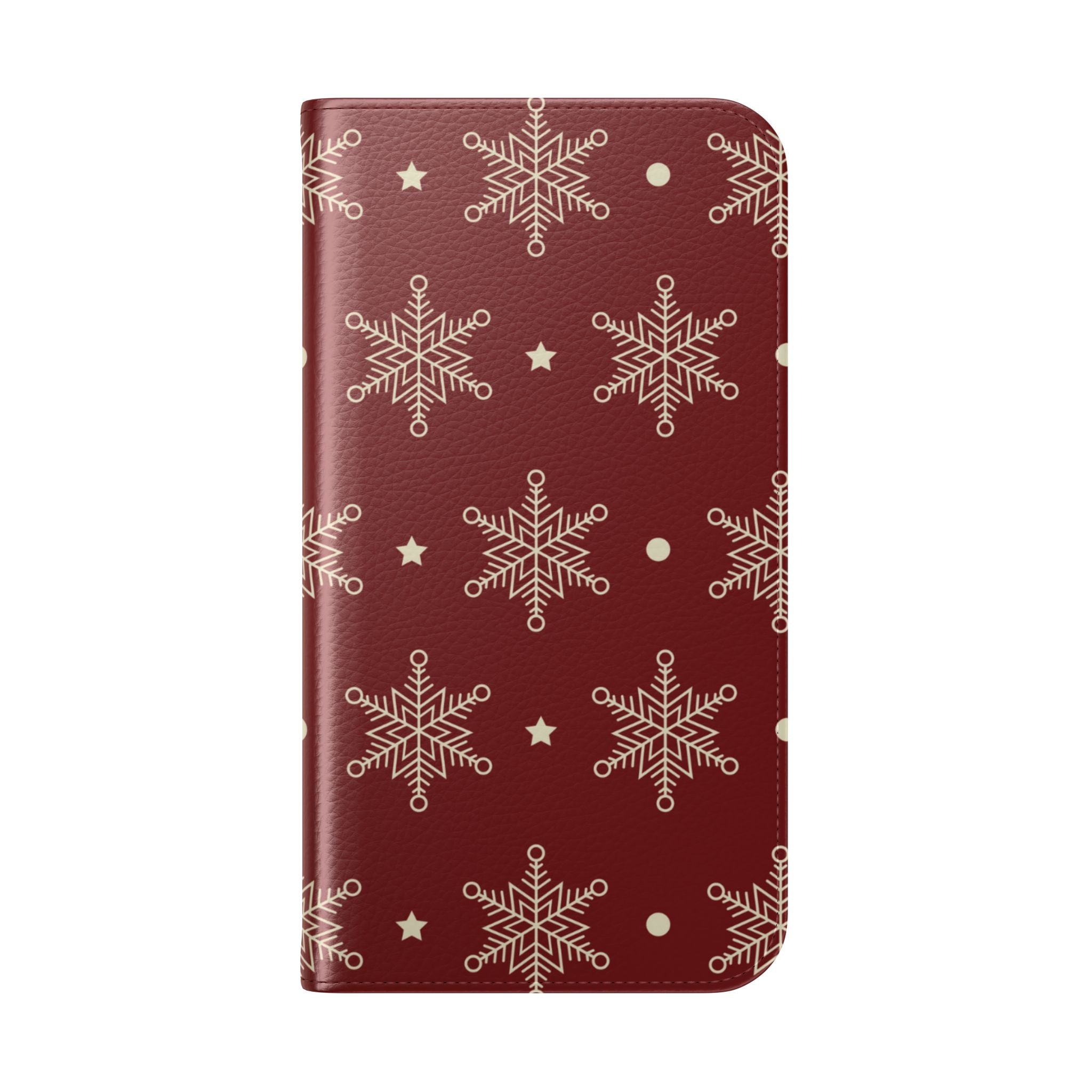 Cream Snowflakes Crimson - iPhone 16  Case - Wallet