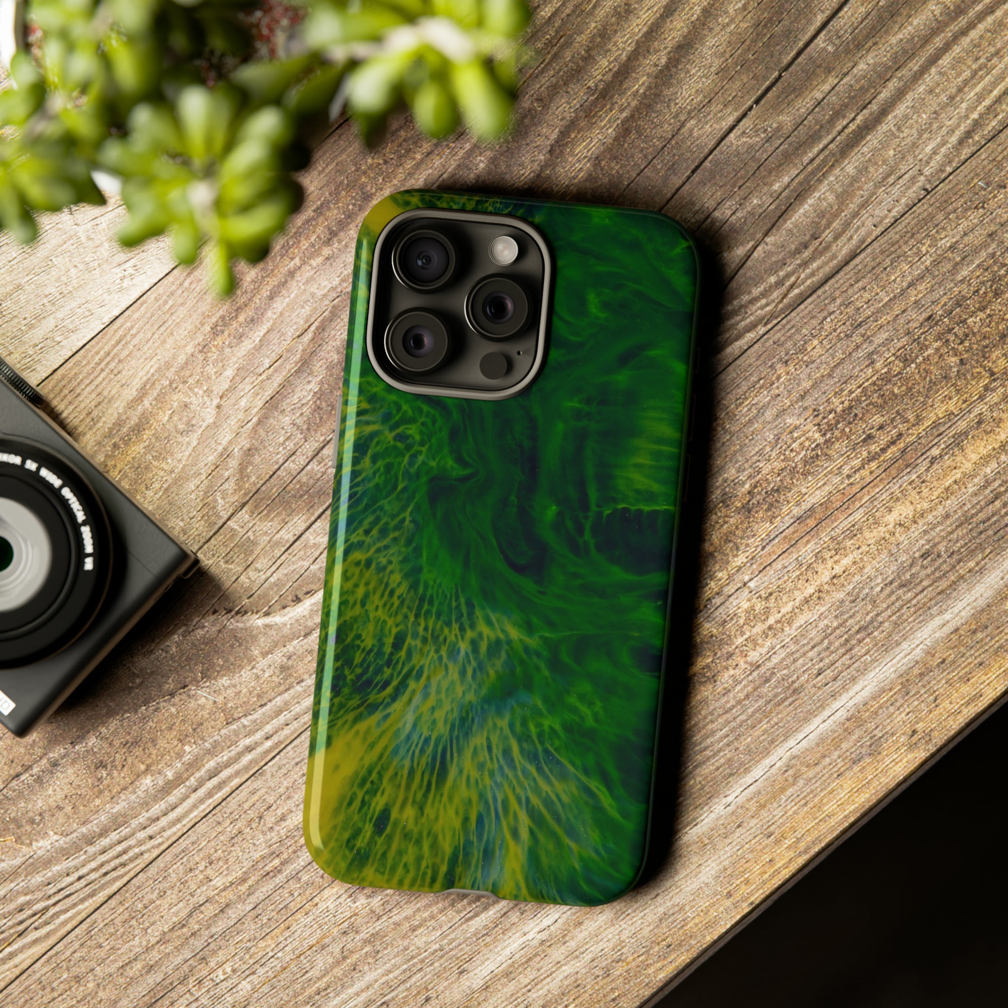 Dark Green Ink Art - Protective Phone Case