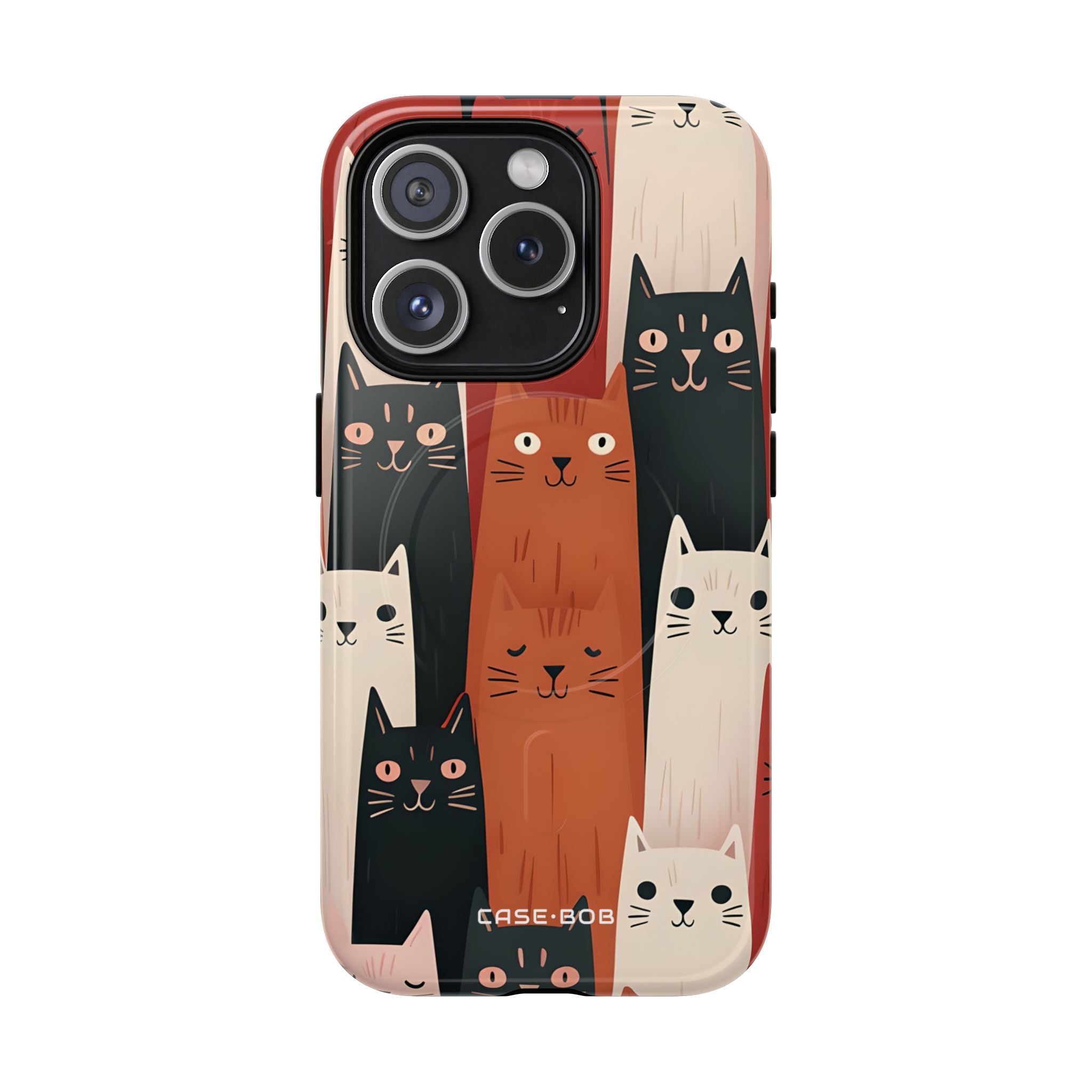 Elongated Cats Black iPhone 15 Pro Case - Tough+
