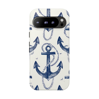 Navy Anchor Tapestry Google Pixel 9 - Tough