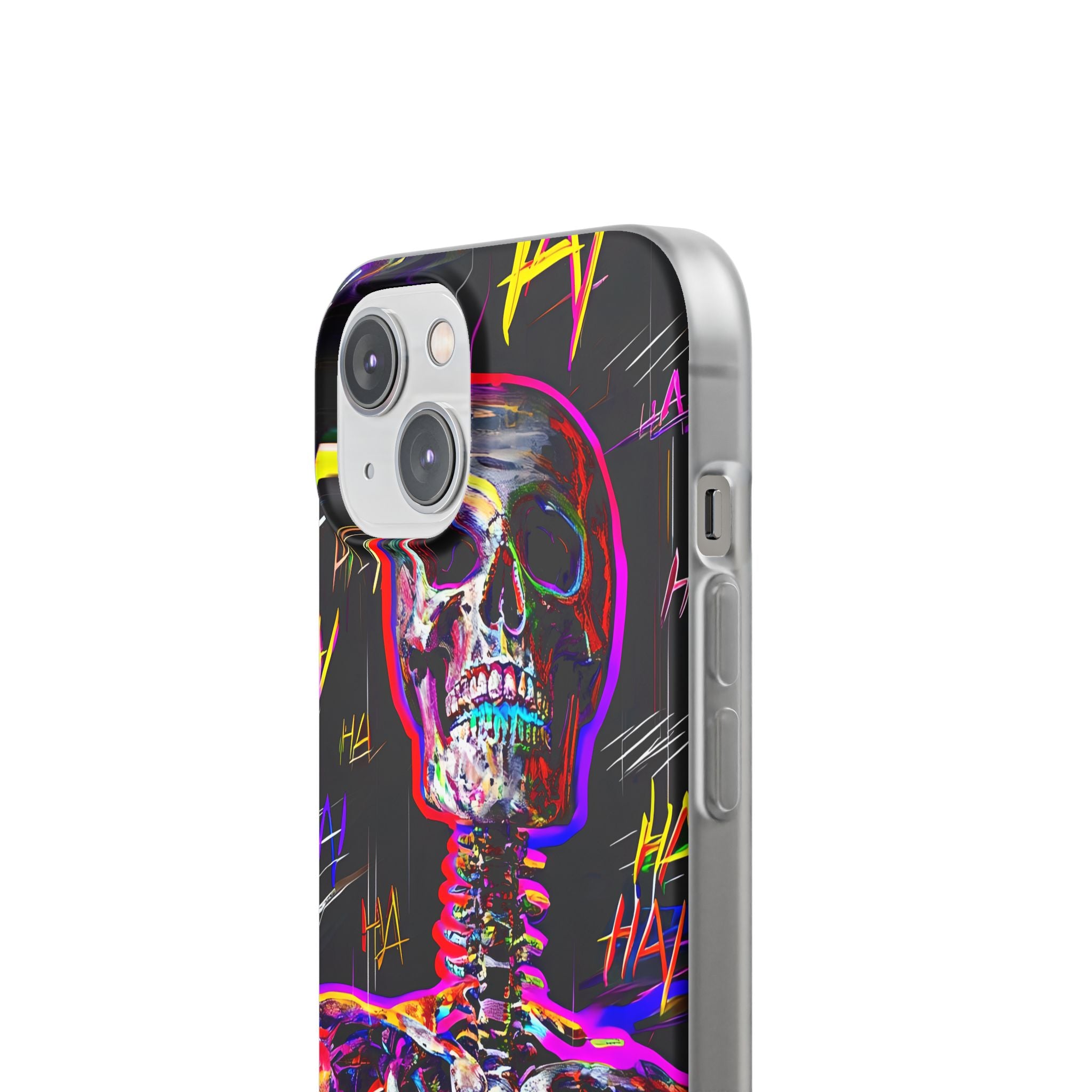 Neon Skeleton Laugh iPhone 14 Case - Soft