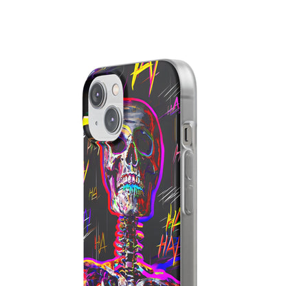 Neon Skeleton Laugh iPhone 14 Case - Soft