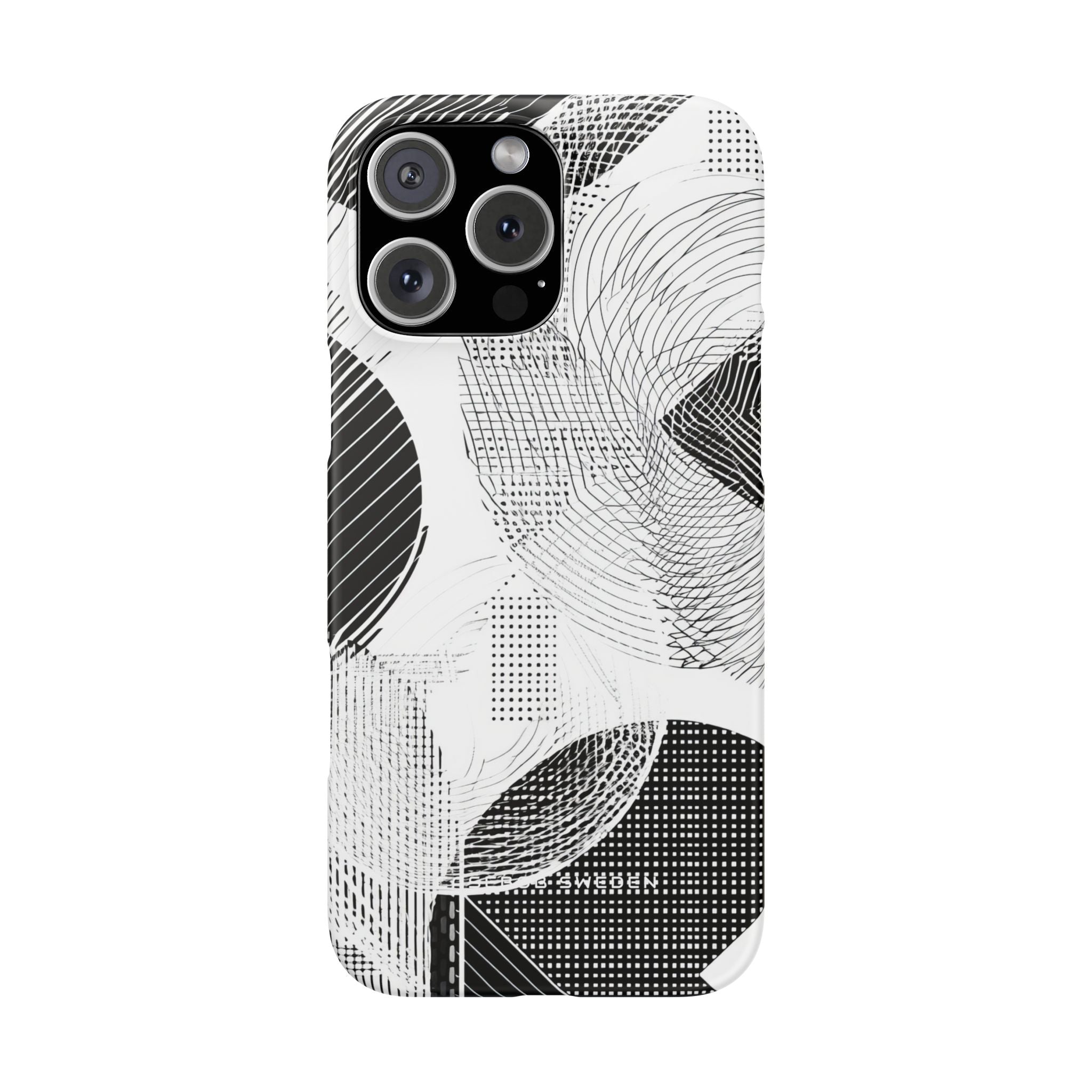 Geometric Monochrome Flow iPhone 16 - Slim Phone Case