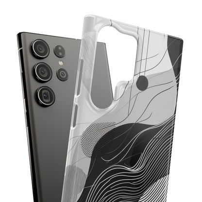 Fluid Rhythms: Monochrome Line Flow Samsung S23 - Slim Phone Case