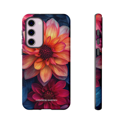 Floral Harmony Orange Blue - Tough Samsung S23 Phone Case